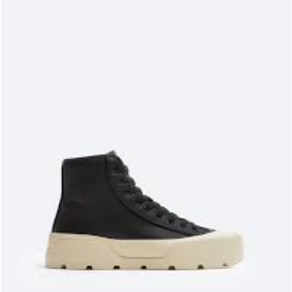 Zara Mens Black High Tops Size 12 - Picture 5 of 6